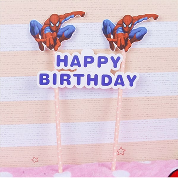 Spider-Man-tema födelsedagsfest dekoration tillbehör pojkar present Spider-Man tårtinsats f Spider-Man Cake Insert Flag 2pcs