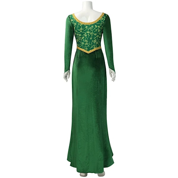 Shrek Cosplay-asu Anime Prinsessa Vihreä Mekko Fiona Mekko Shrek Cosplay-asu Naiset Seksikäs Sametti Halloween Karnevaali Vaatteet XL XL wig and dress