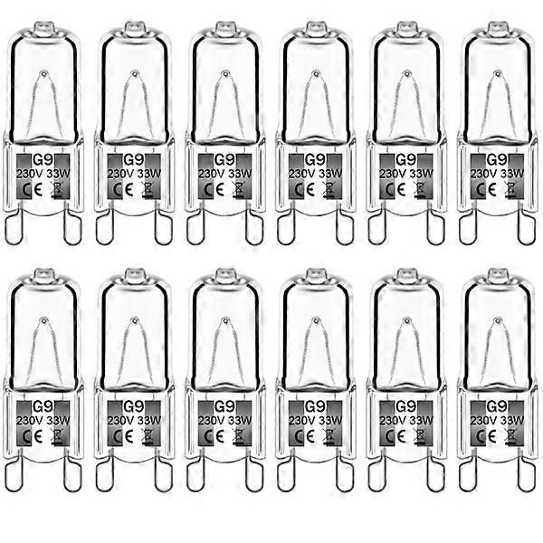 12-pack G9 Halogenlampor 33W 230V 2800K Varmvit 380lm Klar Kapsel Halogenlampor Dimbar Ingen Blinkning Ingen Flimmer [HK]