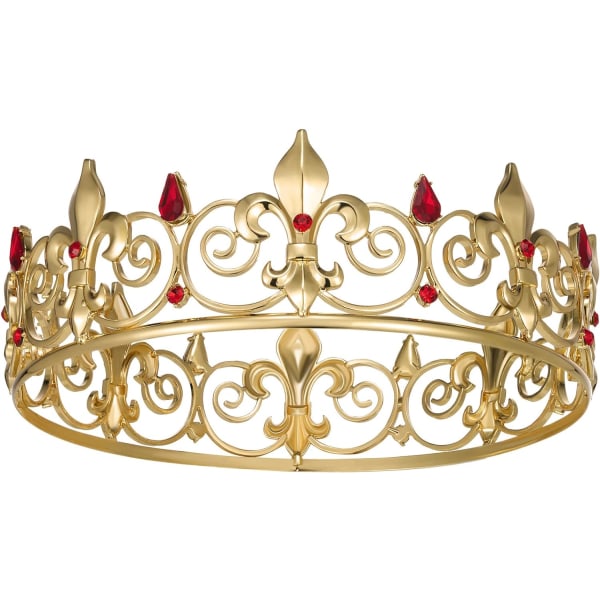 Guld kung krona för män/kvinnor (unisex) - helrund metall herr