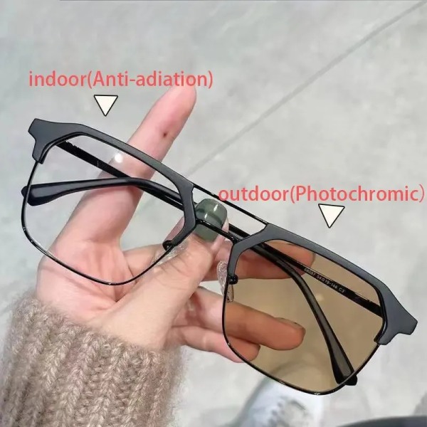 Unisex-polarised solglasögon, snygga solglasögon för män och kvinnor, spegelglas, flera färgalternativ Frosted Black, Gray Lenses KB8-Photochromic glasses