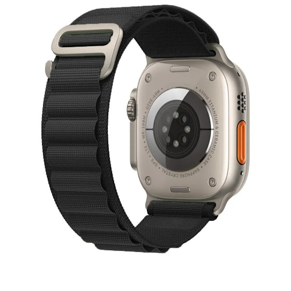 Nylon Alpine Loop klokkearmbånd for Apple Watch Ultra 9/8/7/6/SE/5 44/45/49mm Svart Black 42/44/45/49mm