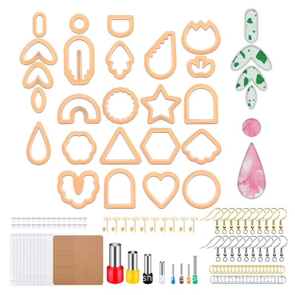 24 Former Polymer Clay Cutter DIY Ørepynt DIY Kit med 142