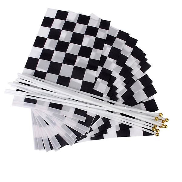 12 kpl Ruudullinen Formula 1 F1 -kilpa-lippu käsin heilutettava lippu (musta+valkoinen) Black and white grid