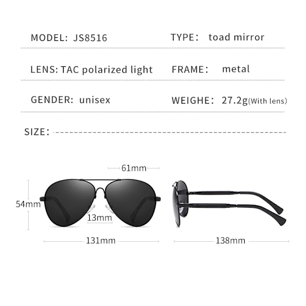 Lyxiga pilotglasögon i minnesmetall för kvinnor och män, med polariserad fotokrom lins för nattseende C3 Gun Night Vision Photochromic sunglasses
