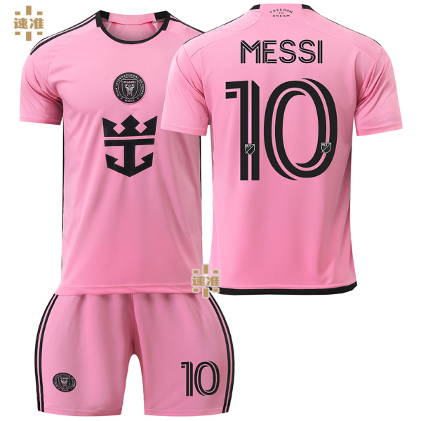 24-25 Miami hemtröja nr 10 Messi fotbollströja 9 Suarez tröja vuxna barn män och kvinnor rosa kostym Pink Size 10 w/ Socks & Gear L