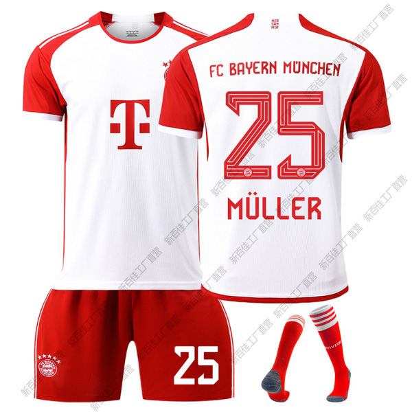 23-24 Bayern hjemmefodboldtrøje nr. 10 Sane 25 Muller 7 Gnabry 42 Musiala trøjesæt Home No. 6 XXL