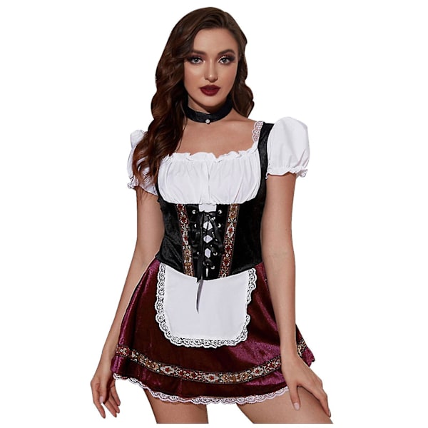 Snabb frakt 2023 Bästa Oktoberfest-dräkt för kvinnor Tysk bayersk Dirndl ölserveringsklänning fin klänning S - 4xl lila vit Purple White XL