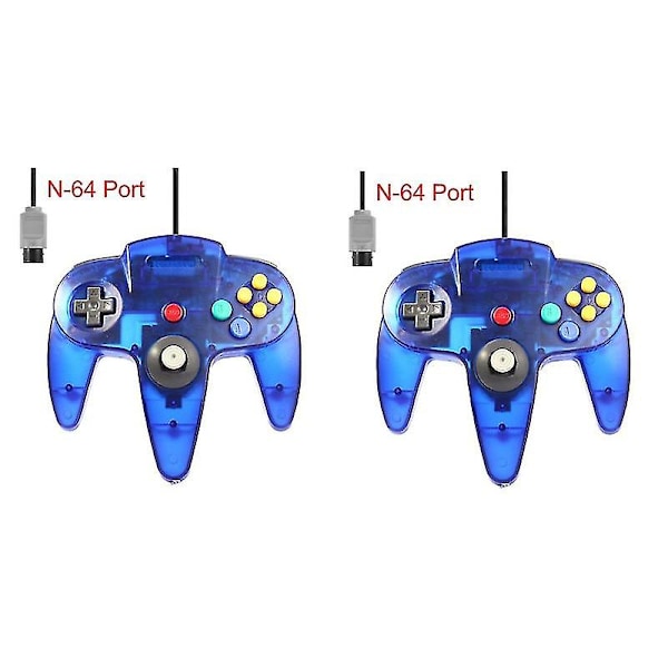 2-pack Klassisk Trådbunden N64-kontroll Retrospel 64-bitars Spelkontroll Joystick Ersättningskontroll 14 2pcs