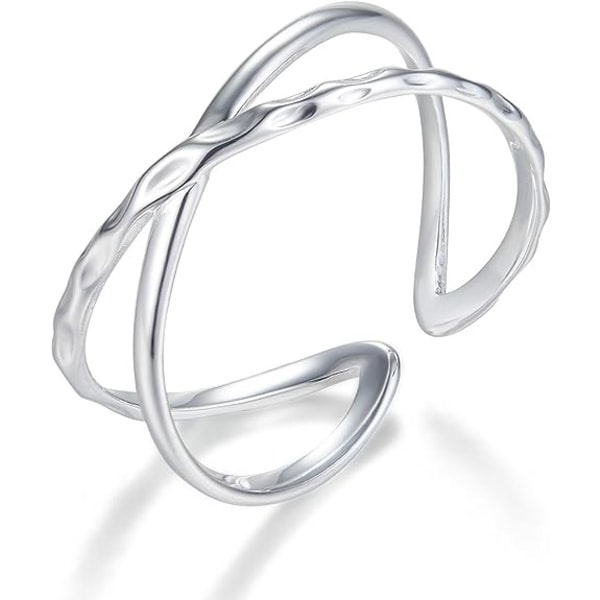 925 Sterling Silver Ring För Kvinnor Flickor Liten Justerbar Öppen C