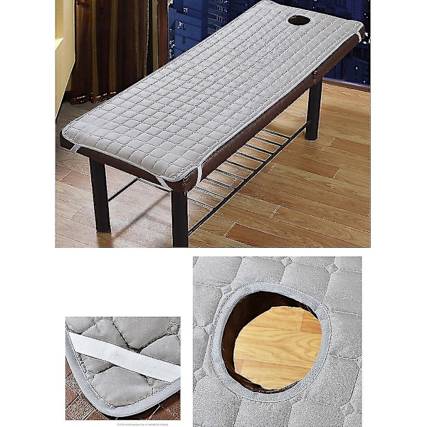 FW Madrass för massagebänk med hål, skönhetsdyna, halkfri kudde 185x70cm grå