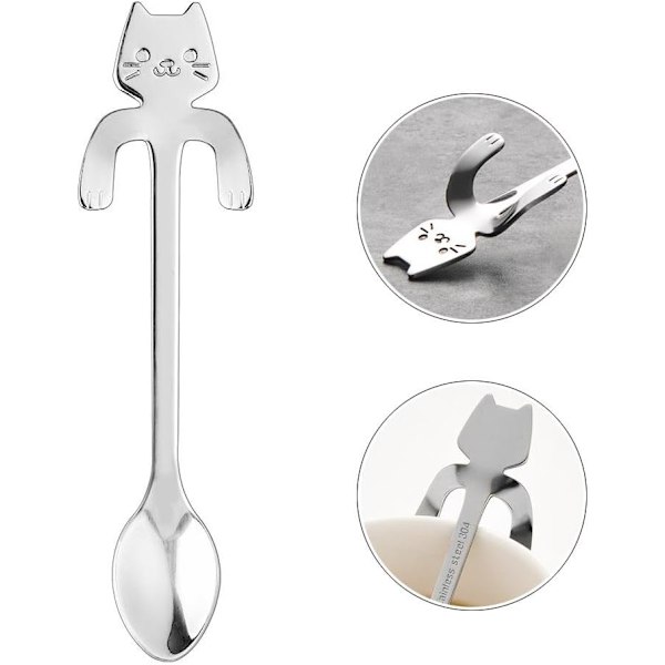 Mini rostfria kattkaffeskedar 4 st tesoppa socker