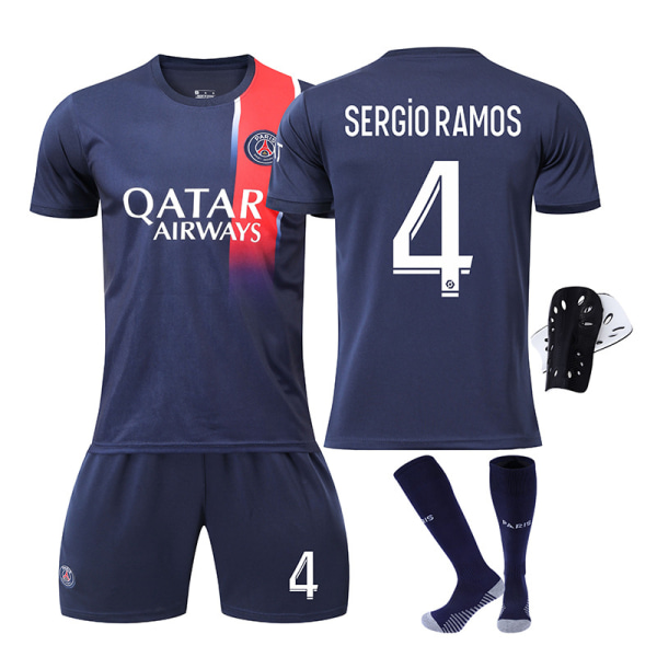 23-24 Ny säsong Paris Saint-Germain fotbollströja 30 Messi 10 Neymar 7 Mbappe tröjset Size 4 Protective Gear with Socks L