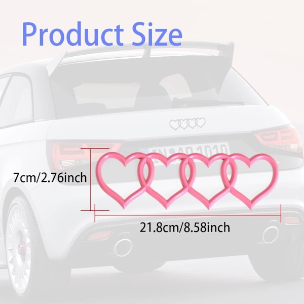 Auton tunnukset auton ulkopintaan, 3D-tarra, sopii (pinkki) Audi A3 A4 A5 A6 A8 TT R8 Q3 Q5 Q7 -malleihin