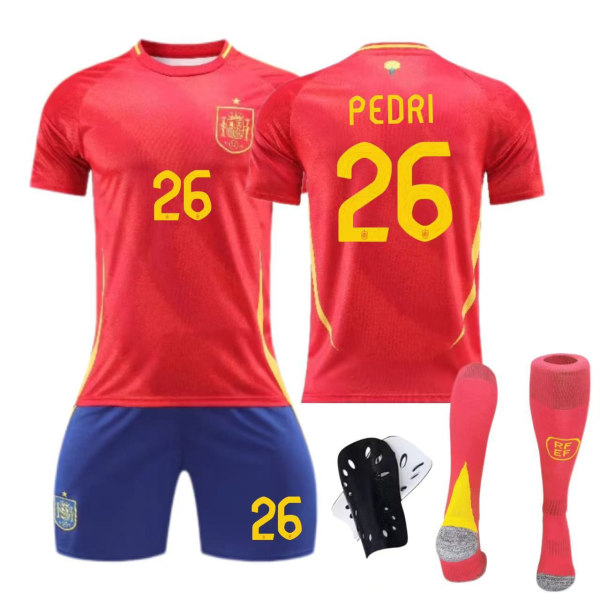 24-25 Spanien hemmatröja 26 Pedri 7 Morata barn vuxen kostym fotbollströja No size socks M