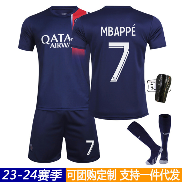 23-24 Paris hemmatröja nr 30 7 Mbappe 10 Neymar fotbollströja vuxen barn kostym Paris main No. 4 socks guard S (160-165cm)