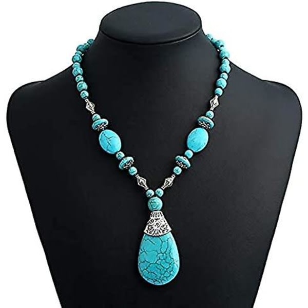 1 bit bohemisk turkos halsband för kvinnor västerländska smycken Bo