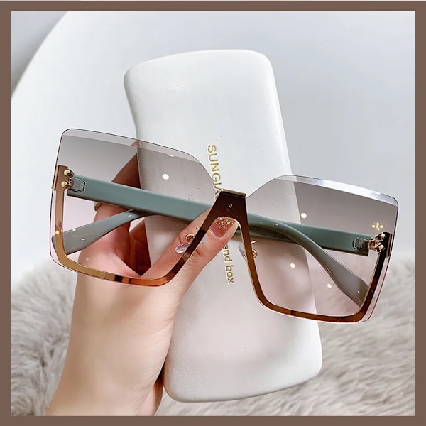 Nye kvadratiske rimless designer solbriller for kvinner i 2024 C3 FASHION SUNGLASSES