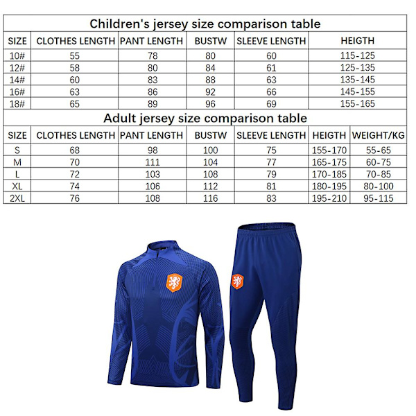 2223 Holländskt landslagströja fotbollsträningsuniform set xl
