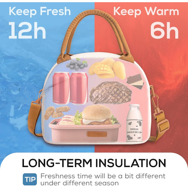Lounaslaukku Naisille Eristetty Lounaslaatikko Aikuisille Lounasjäähdytin Teini-Ikäisille Tytöille Naisille Työhön Kouluun Beige