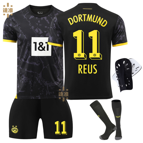 23-24 Dortmund borta nr 11 Reus fotbollströja 9 Allais 22 Bellingham barn tröja sportdräkt No. 11 socks + protective gear L