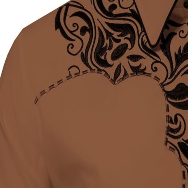 Herrar Western Cowboy Skjorta Mode Slank Passform Design Coffee2 Coffee2 M