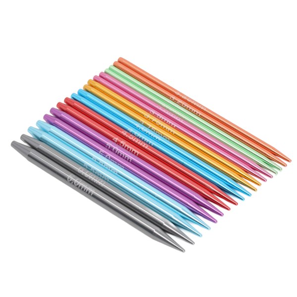 Aluminium cirkulära stickor, 9 storlekar, ergonomisk design, för stickning av tröjor och DIY