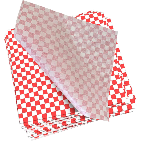 Fedtfrit Papir, 100 stk Mad Burger Indpakningspapir Fedtfrit Fisk og Pommes Frites Hamburger Sandwich Indpakningspapir Rød Trykt