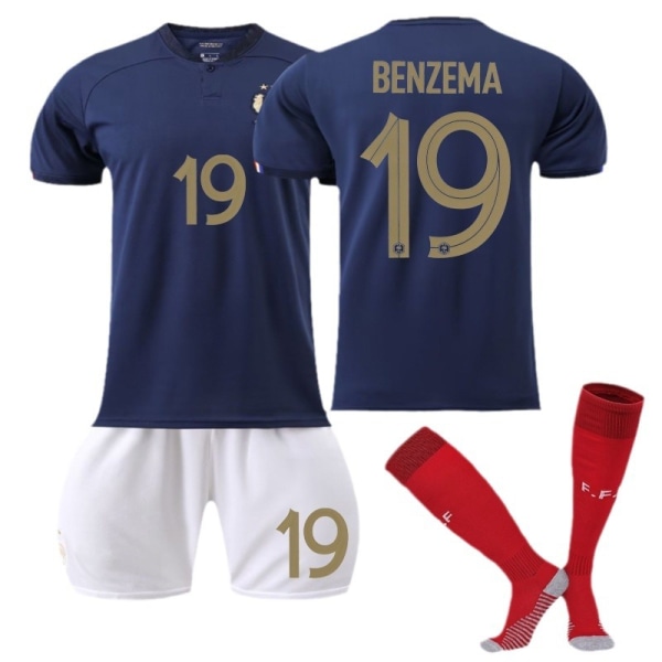 2022 Frankrig hjemme VM nr. 10 Mbappe 19 Benzema 11 Dembele voksen trøje fodbolduniform 22-23 France home game #2XL