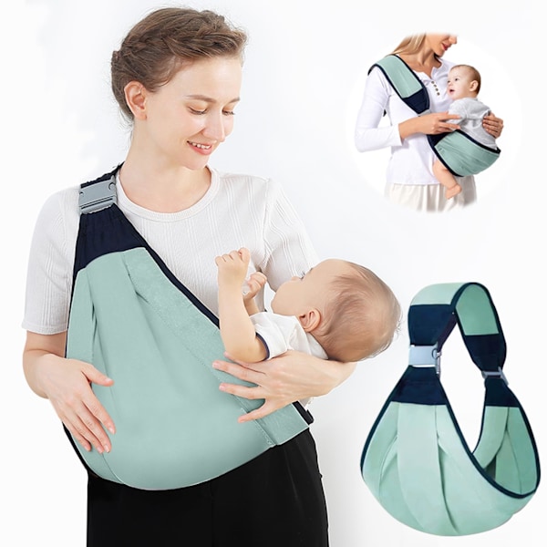 Håndfri baby, justerbar 3D baby bæresele baby rygsæk med tykke skulderstropper, let og åndbar til nyfødte babyer Net green