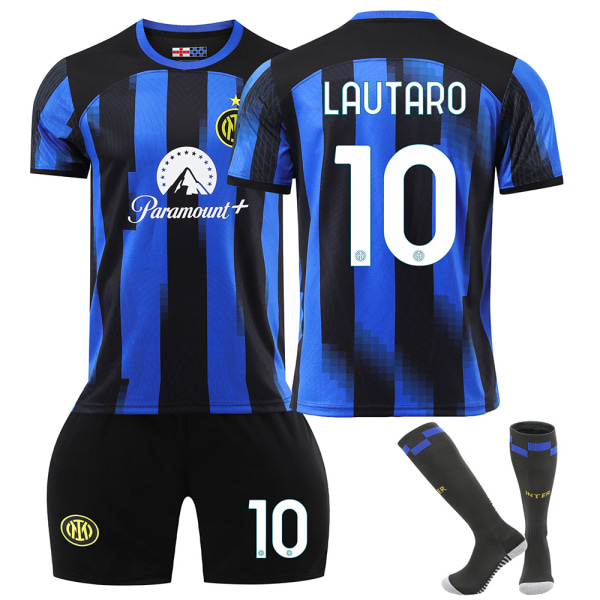 23-24 Inter Milan hemtröja fotbollströja nr 10 Lautaro dräkt 9 Zeko 90 Lukaku barn tröja version Size 10 socks 16 yards