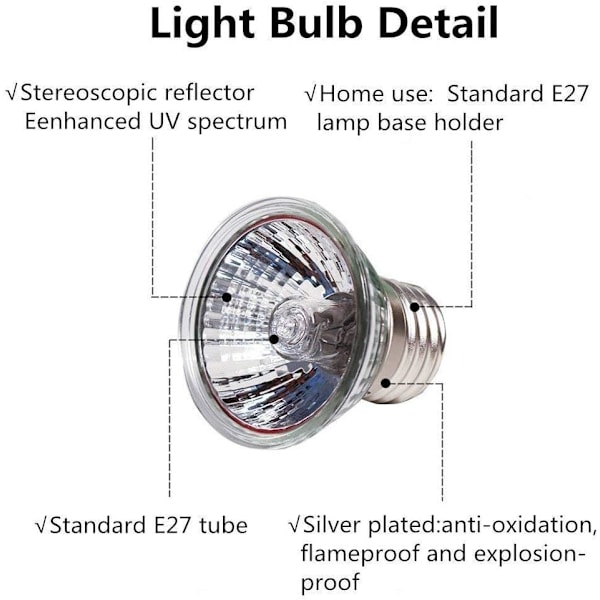 75W Sollampe, 75W Varmelampe, UVA+UVB Fuld Spektrum Sollampe