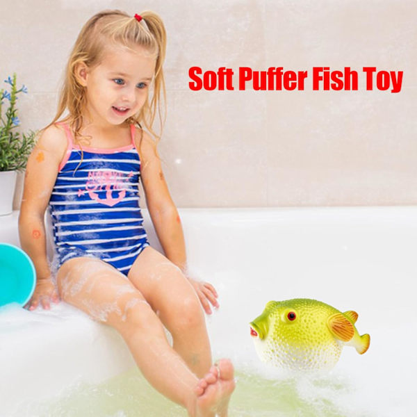 Pufferfisk Dekoration, Fiskelegetøj, Blød Gummi Pufferfisk, Pufferfisk Bade Stress