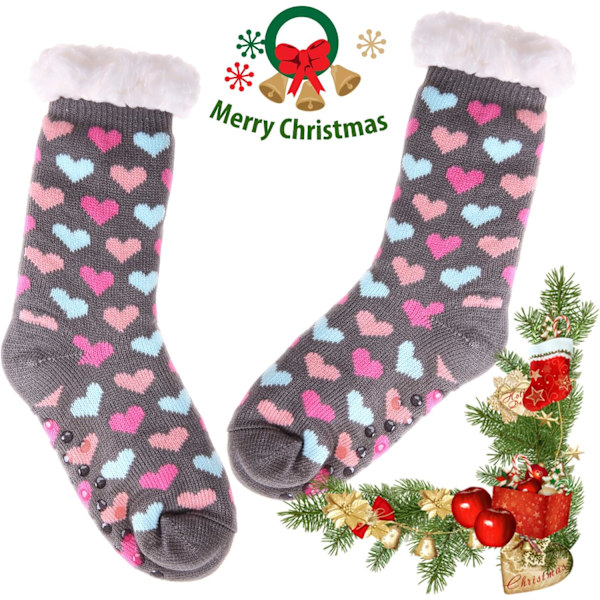 Dam Fleece Foder Fuzzy Mjuka Varma Vinter Jul Tofflor Strumpor