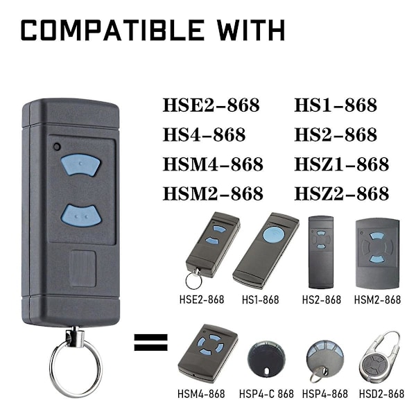 2-pakks Garasjeportåpner Fjernkontroll Erstatning for HSE2-868 HS4-868 HSM4-868 Promatic