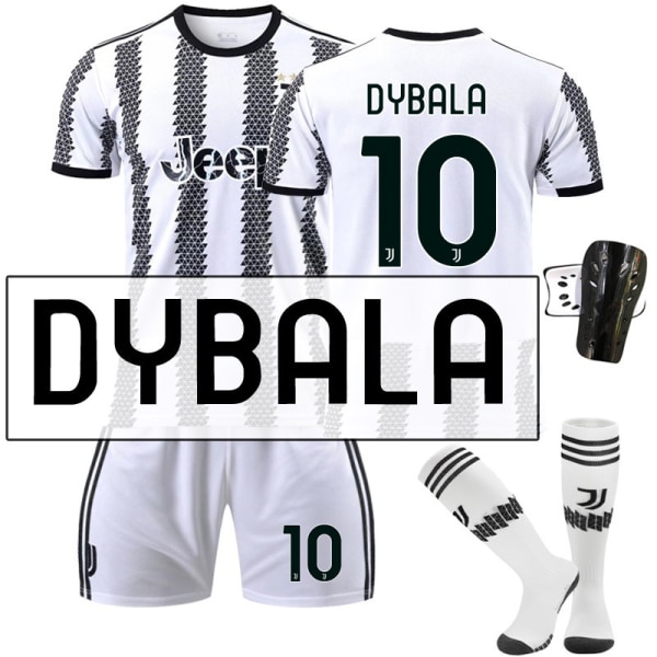 22-23 Ny version Juventus nr. 7 Hovey nr. 10 Pogba 22 Di Maria 10 Dybala fodboldtrøjesæt No. 10 Dybala with socks + gear #22