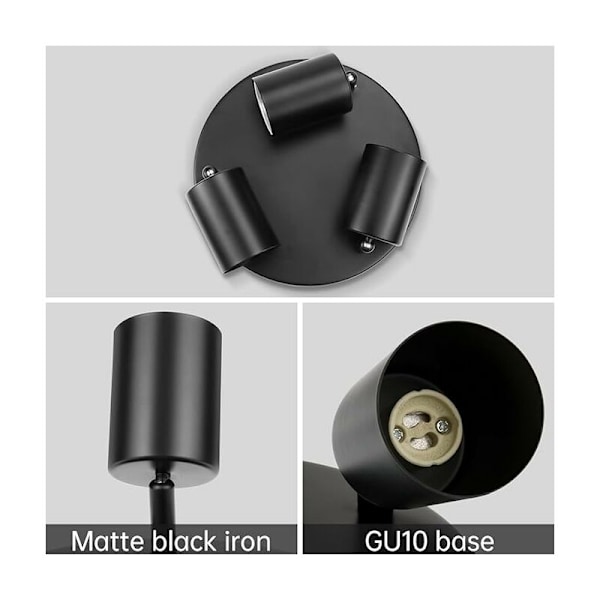 DIY belysning LED takpanel taklampe projektorlamper belysning hall soverom stue taklampe er svart 3 hvitt lys