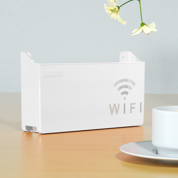 Trådløs Wifi-ruterhylle Oppbevaringsboks Veggmontert ABS-organisator White
