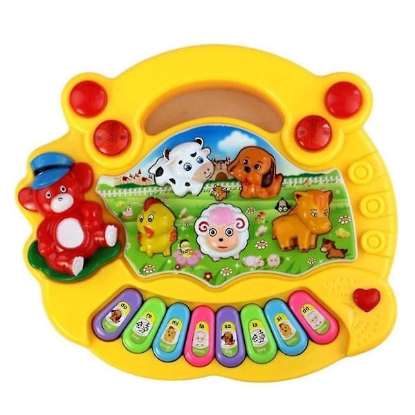 Tidlig utdanning 1 år gammel baby leketøy, dyre gård piano musikk utviklingsleker, baby musikkinstrument - gul eller rød