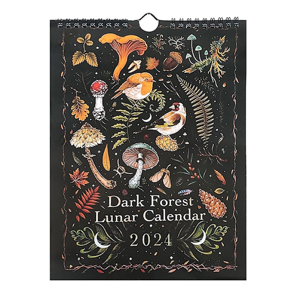 12 X 8 tum Mörk Skog Lunar Kalender 2024 innehåller 12 original