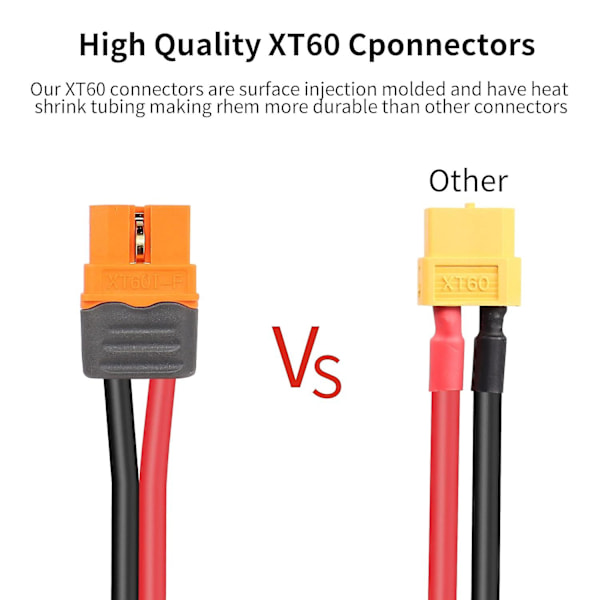 Solcellepanel til Xt60i ladekabel - 12awg 1,5m solcellepanel plugg til Xt60 uttak kabel for bærbar kraftstasjon og Lipo batteri