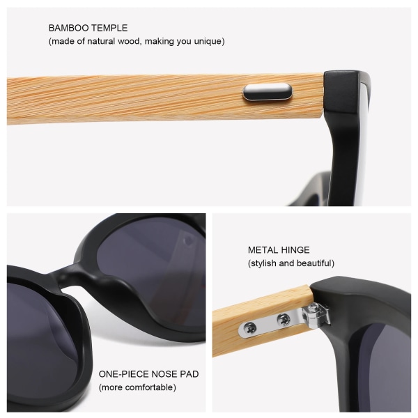 Solbriller logo tilpassede solbriller luksus logo bambus UV 400 linse kvinder mænd 314M-10 bamboo sunglasses