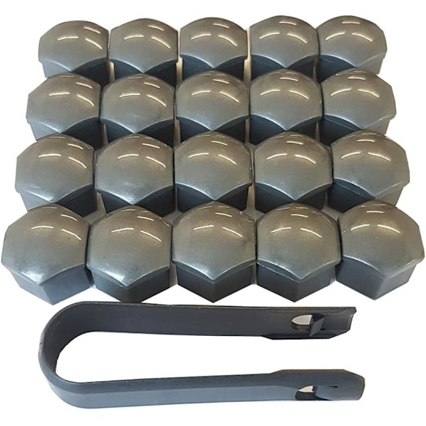 20 kpl 21 mm pyöränmutterin suojuksia, pyöränpultin mutterin suojuksia, kuusikulmaisia renkaanmutterin suojuksia (harmaa) Harmaa Grey 21mm