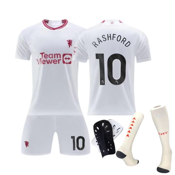 Manchester United bortaställ nr 7 Ronaldo barn vuxen kostym fotbollströja No size socks + protective gear 24