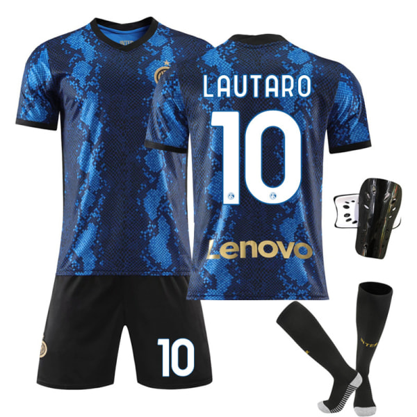 21-22 Inter Milan hjemmebanetrøje nr. 10 Lautaro nr. 7 Sanchez nr. 9 Dzeko fodboldbanedragt med sokker Size 7 with socks L#