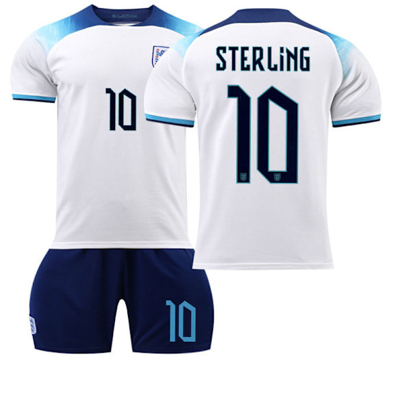 22-23 England hem-VM-tröja nr 9 Kane 10 Sterling 19 Mount 20 Foden fotbollströja 2223 England home number 10 #XS