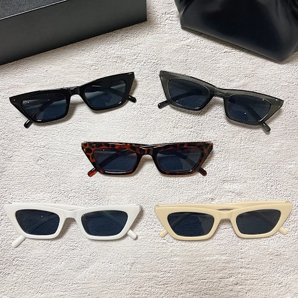 Flerfärgade Cat Eye solglasögon i grossistledet Tjocka ramar Retro UV400 Fashion Svarta fyrkantiga rektangulära solglasögon Kvinnor Män # 5 Sunglasses