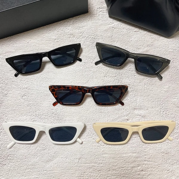 Hengrossalg Flerfargede Kattøye Solbriller Tykke Rammer Retro UV400 Mote Svarte Kvadratiske Rektangulære Solbriller Kvinner Menn # 2 Sunglasses