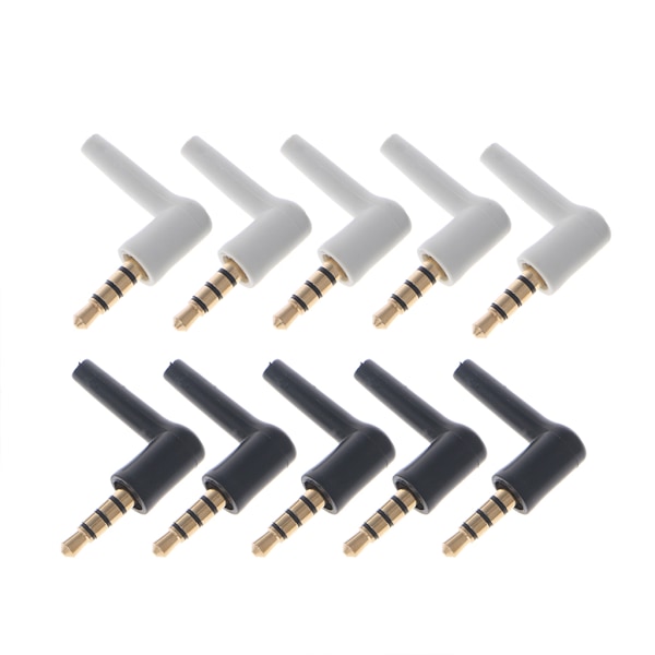 10 stk. Forgyldte 3/4-pole 3,5 mm 90° han-stereohovedtelefon Mini-jack-stik o