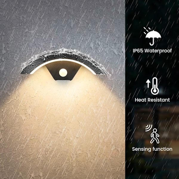 LED-ulkoseinävalaisin liiketunnistimella, 24 W moderni ulkoseinävalaisin